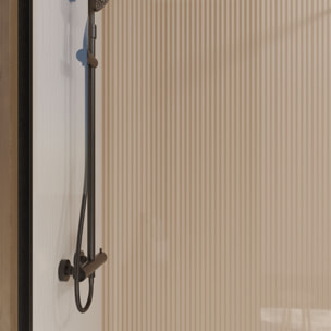 Paroi de Douche 80x200cm en Verre Trempé Transparent 8mm Anticalcaire - Profilé Noir Mat - LINA