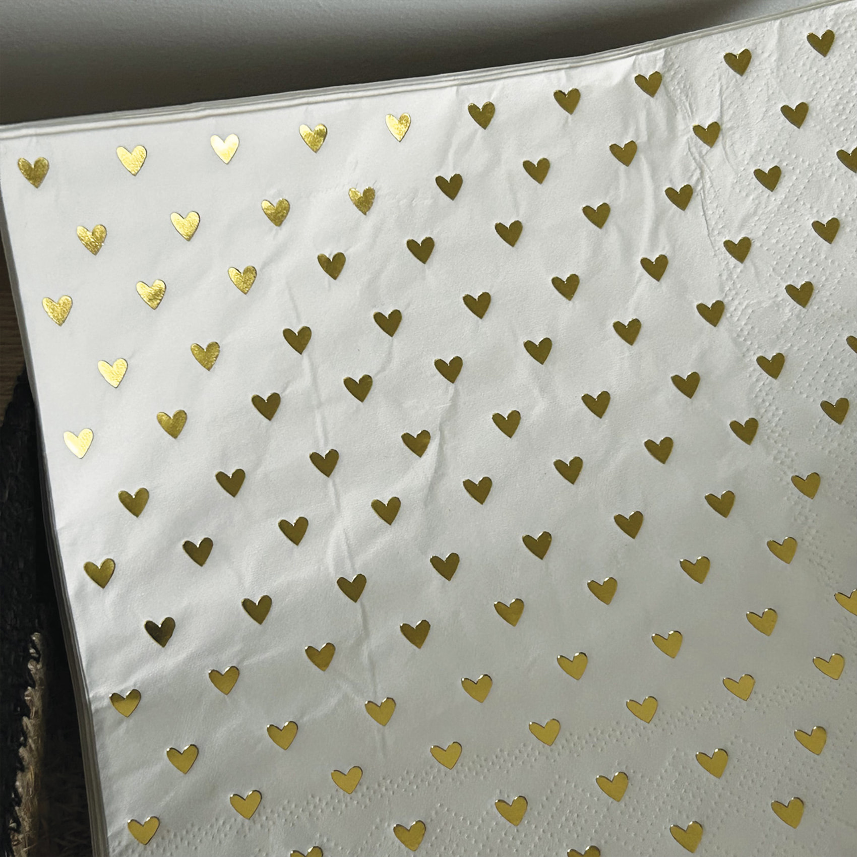 Lot de 20 serviettes en papier coeurs - Doré
