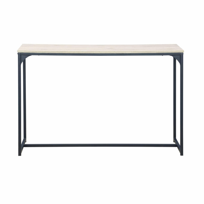 Console en métal noir et décor bois. 120x39x79cm - Loft - table d
