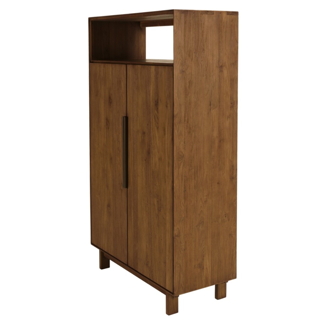 SIXTINE - Buffet 2 portes 1 étagère ouverte 90x155cm en bois de teck recyclé