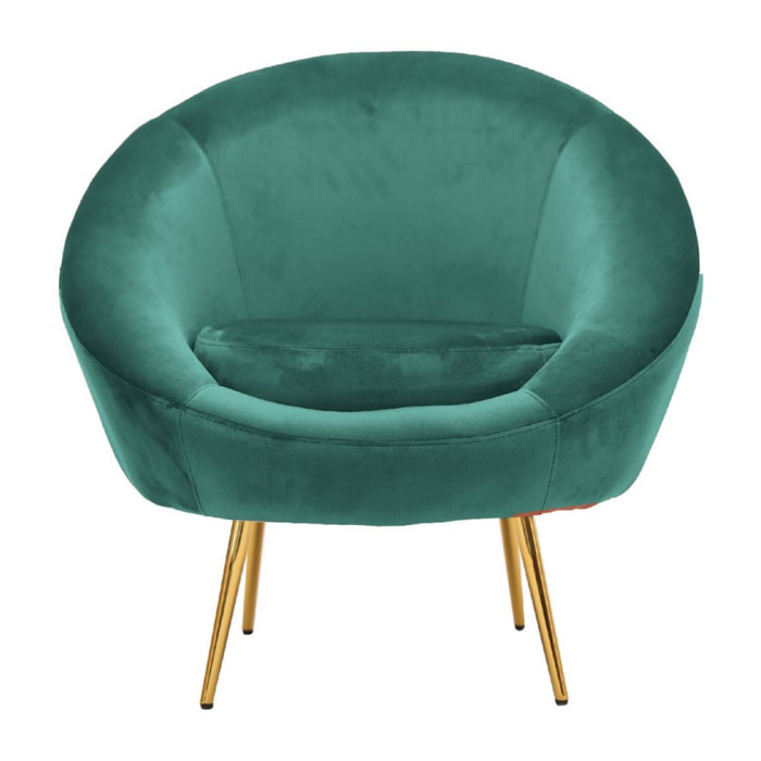 Poltrona disco rivestita in velluto verde