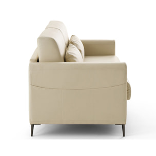 Owen - canapé 3 places convertible couchage quotidien matelas 12 cm en simili - Beige