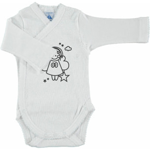 Body M/L Cruzado Canale 1X1 Bord. Blanco Talla 0