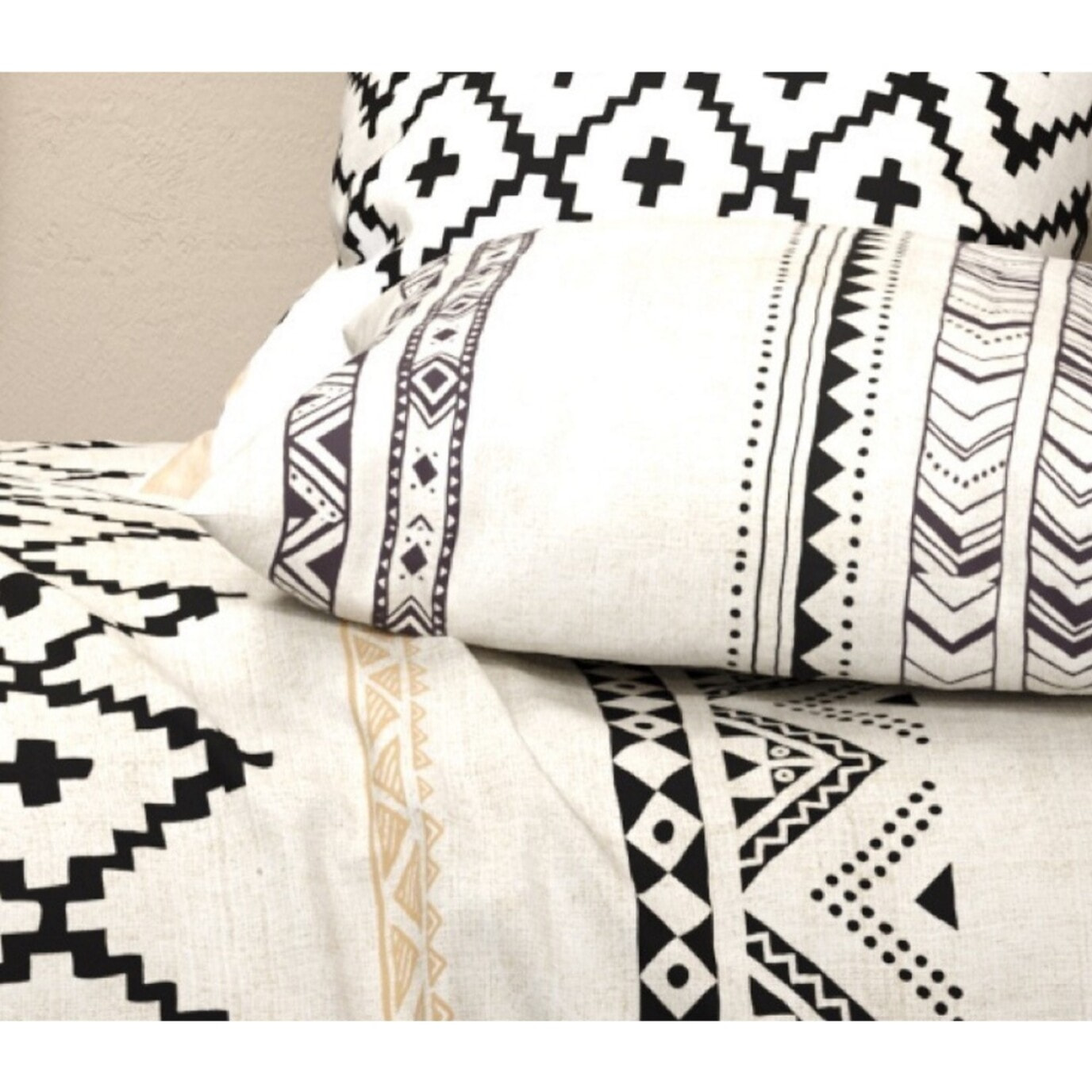 Parure housse de couette coton beige