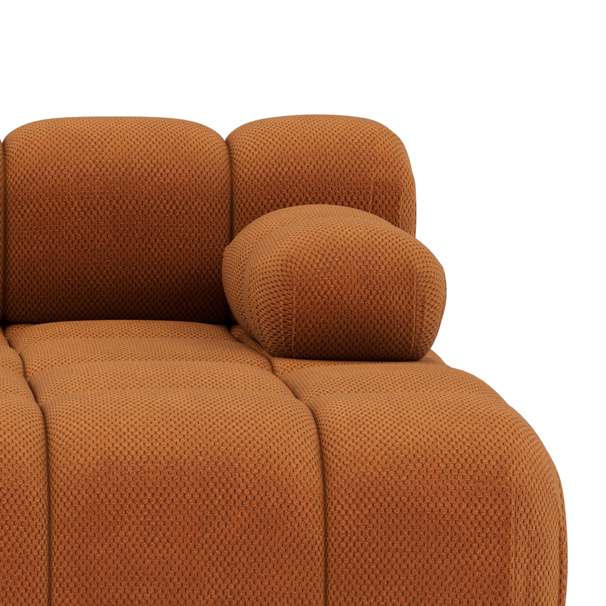 Ruby - canapé droit 4 places avec double méridienne - assise profonde - en velours texturé - Terracotta
