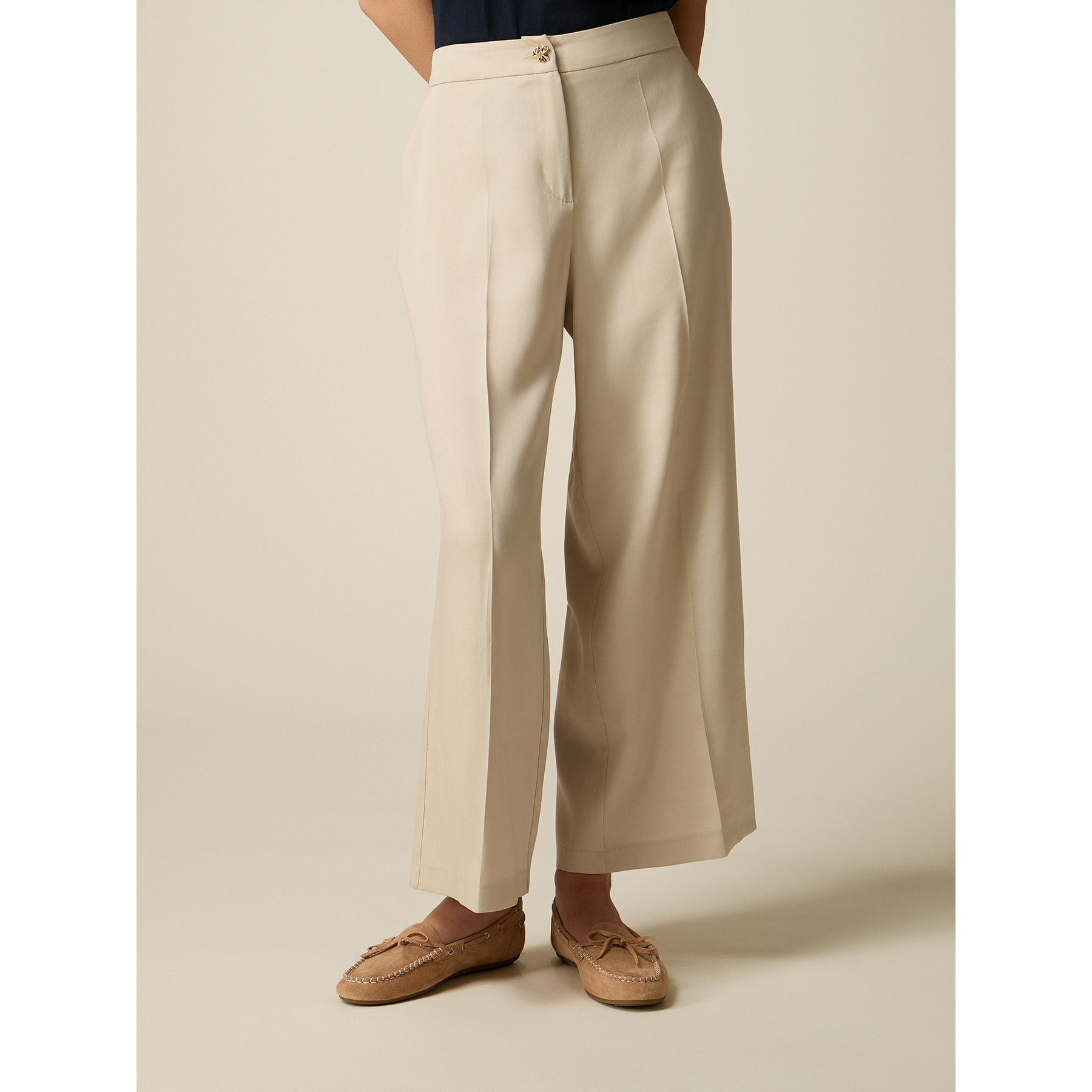 Oltre - Pantaloni cropped in lyocell - Beige