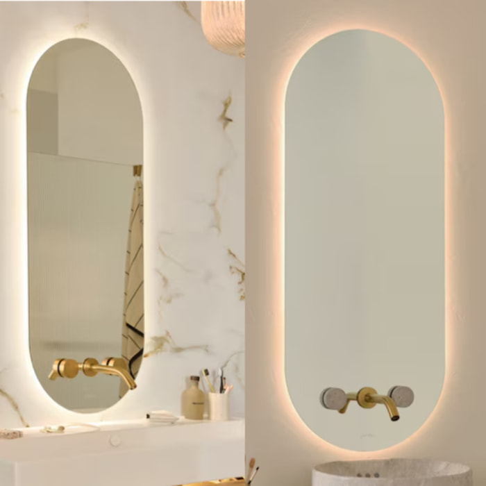 Miroir LED ovale Grands Boulevards 3 trous