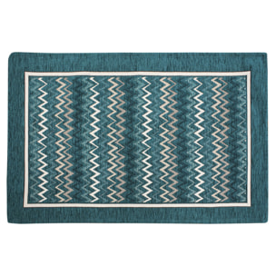 TAPPETO DA CUCINA DIS.ZIG ZAG COL.PETROLIO 57X115 CM ANTISCIVOLO