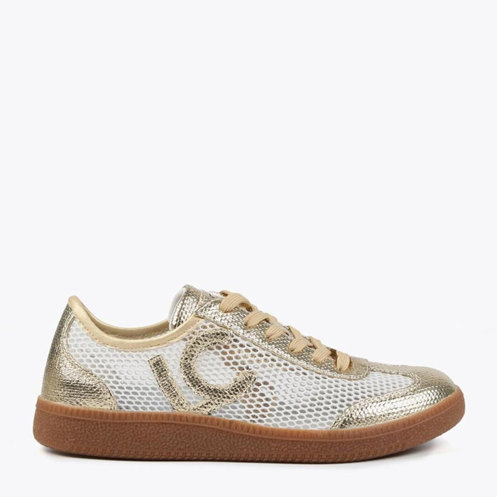 Sneakers in rete con dettagli metallizzati