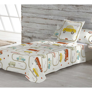 Cool Kids - Juego de Sábanas Estampadas - Infantil - Incluye 1 Funda de Almohada - 100% Algodón - Grem