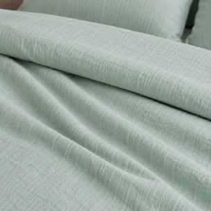 Housse de couette 100% gaze de coton lavé vert givrée