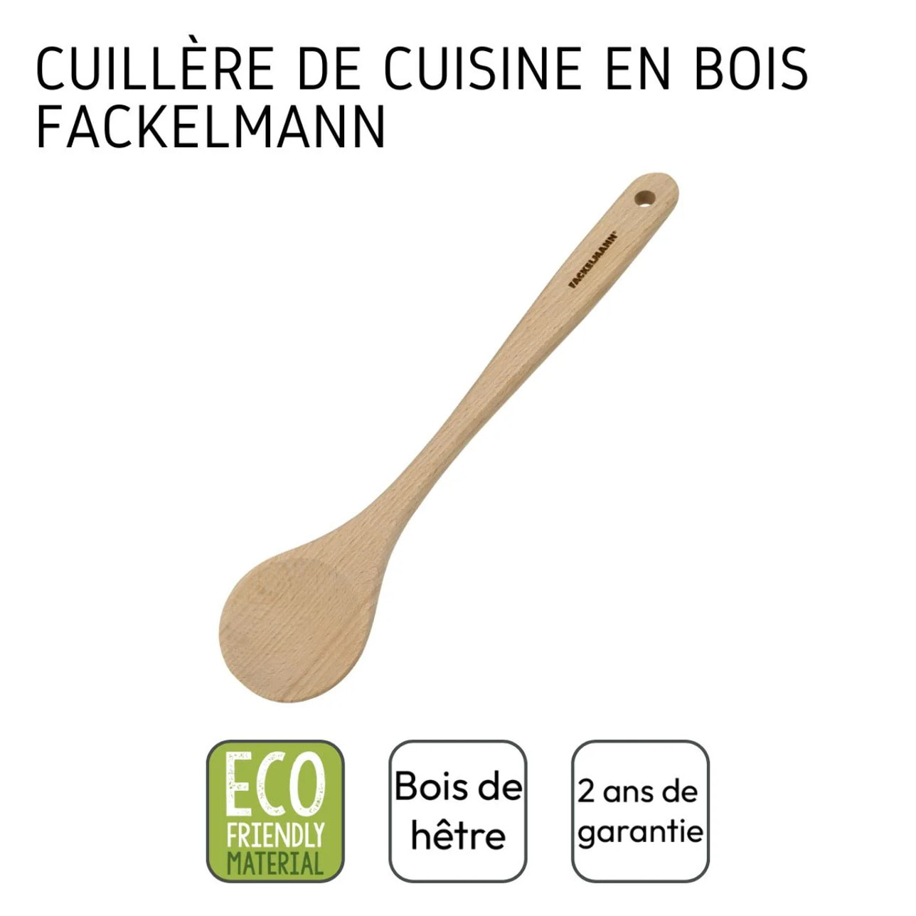 Ensemble de 2 Cuillères de cuisine en bois FSC Fackelmann Eco Friendly