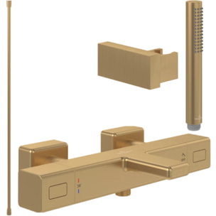 Pack mitigeur baignoire thermostatique Universal carré Or brossé avec ensemble