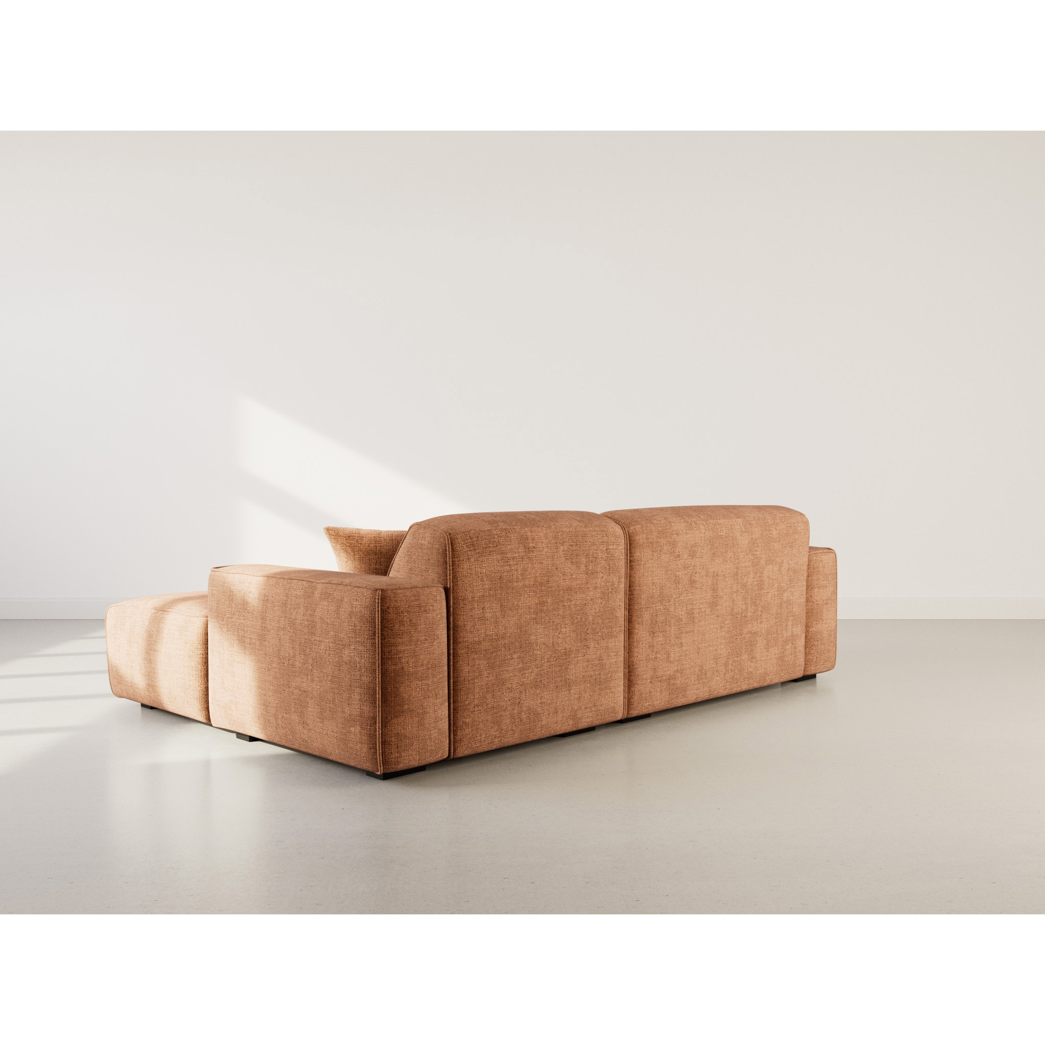 Lison - Canapé d'angle droit 4 places en velours texturé - Terracotta