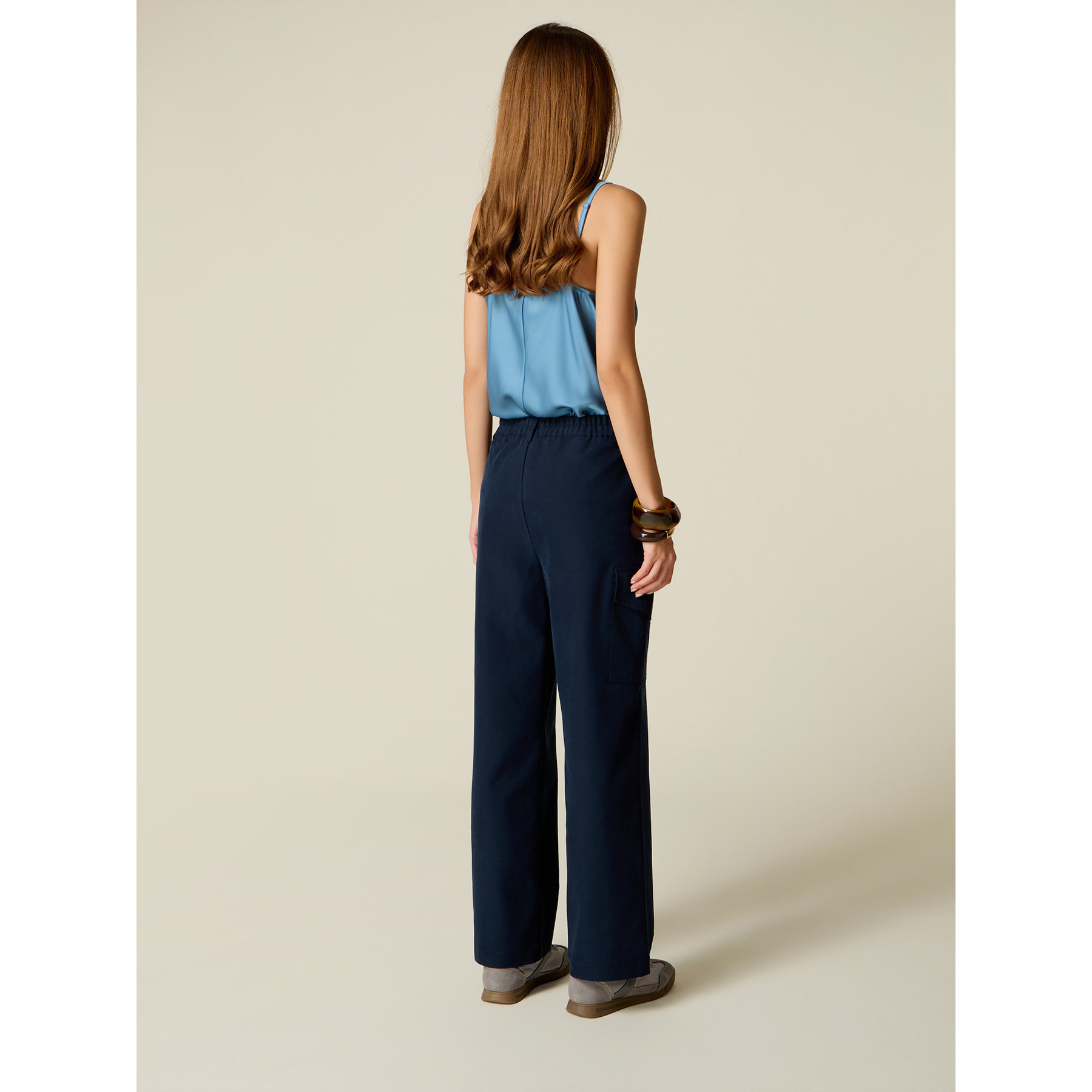 Oltre - Pantalones cargo de sarga - Azul