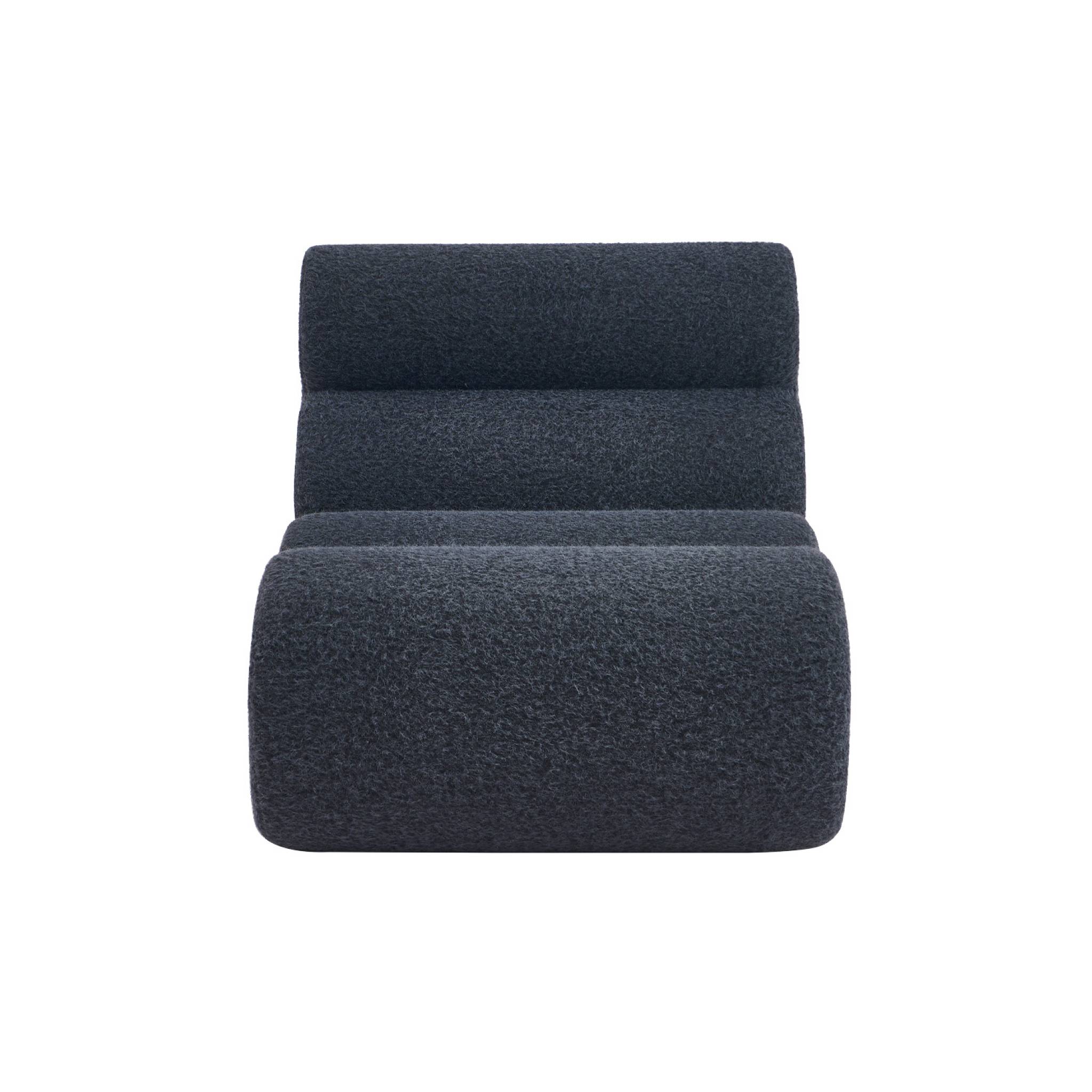 Lot de 3 chauffeuses tissu effet alpaca bleu foncé 1 place - L 81 x P 99 x H 75cm - Nova