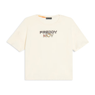 T-shirt Cropped con Spacchi Laterali