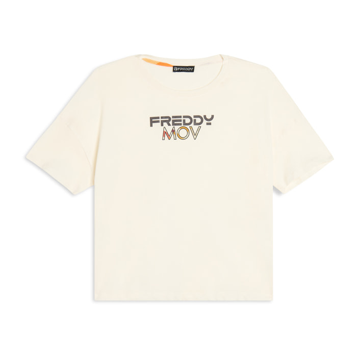 T-shirt Cropped con Spacchi Laterali