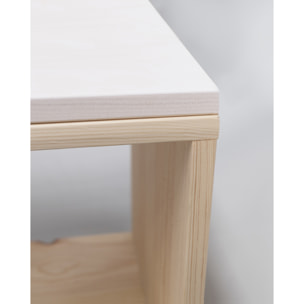 Mueble de TV de madera maciza en tono natural y sobre blanco de 160x40cm Alto: 40 Largo: 160 Ancho: 40