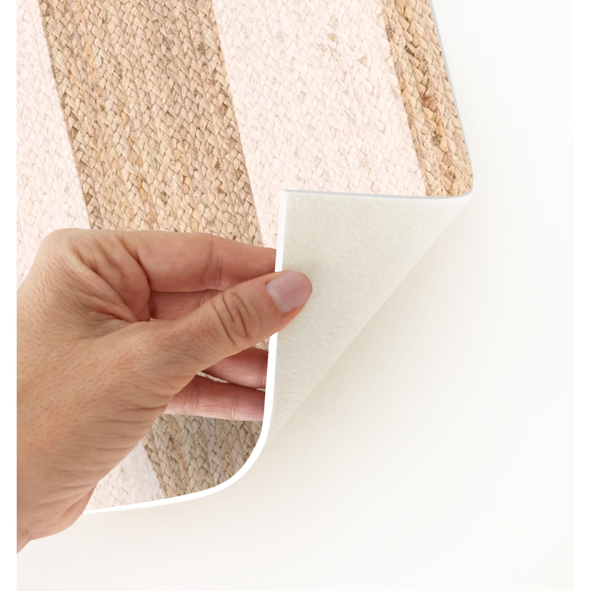 Alfombra de vinilo CERAMIKO, Rayas yute, imitación textura natural 66x100 cm