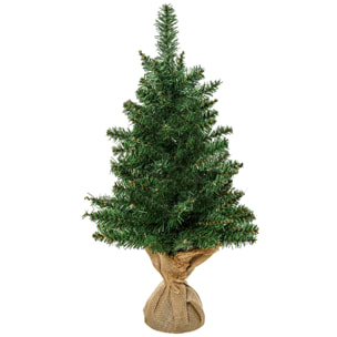 HOMCOM 60cm Mini Albero di Natale Pino artificiale con 70 Rami, Base Borsa in Lino, in PVC