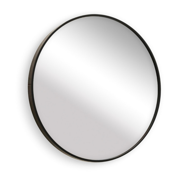 Specchio tondo da parete 70 cm con telaio nero - Ecoche