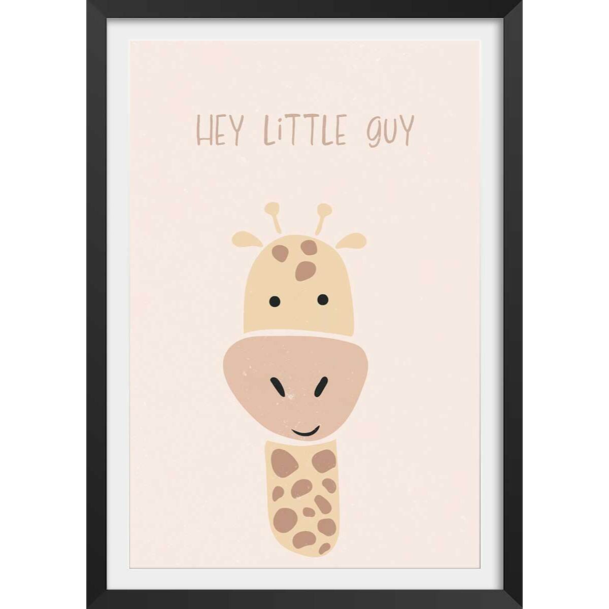 Affiche enfant girafe Affiche + cadre en bois - Noir