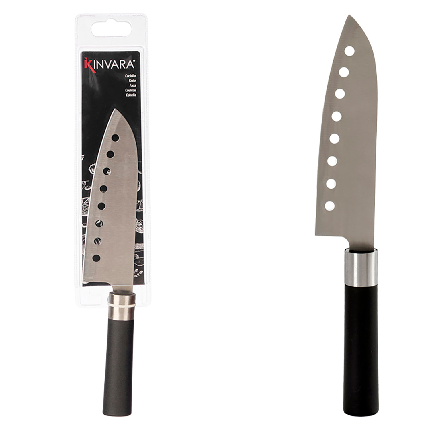 Coltello fori acciaio manico nero 30cm