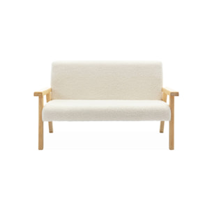 Banquette canapé enfant en bois et tissu bouclette. Isak. L 84 x P 43.5 x H 50cm