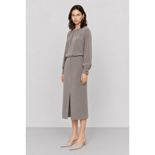 Kocca - Gonna midi da donna a vita alta con spacco e bottone Donna