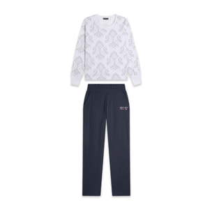 Tuta donna in jersey con felpa girocollo stampa floreale