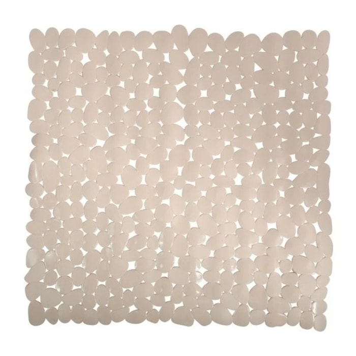 MSV Tapis Fond de douche PVC GALETS 53x53cm Beige