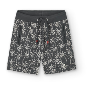 Bermudas estampadas niño, felpa, gris oscuro