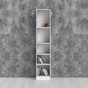 Libreria a cinque vani, colore bianco, cm 40 x 203 x 26