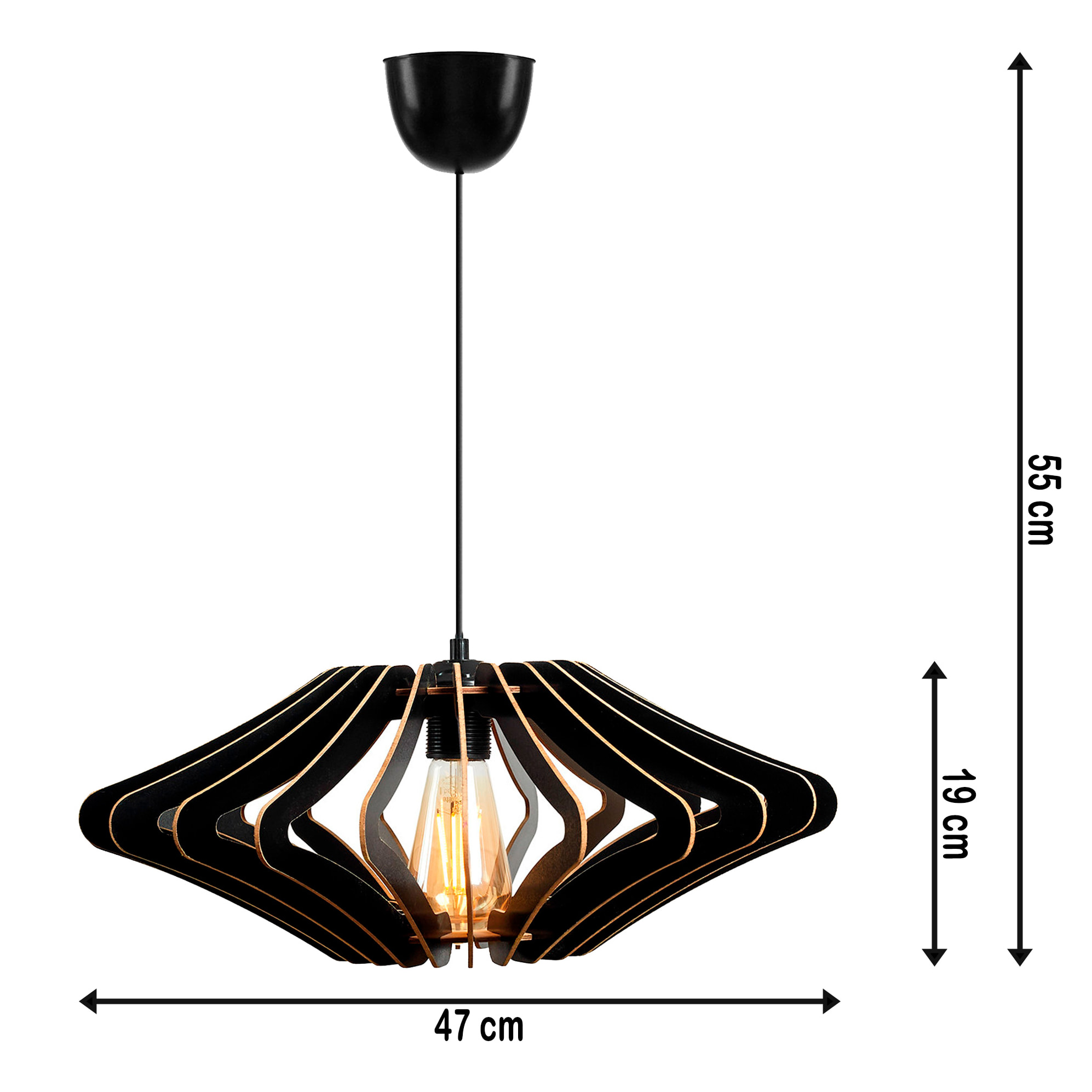 Juego de 2 Lámparas de techo 55 cm. negro, tipo E 27 Max 45 - 60 W