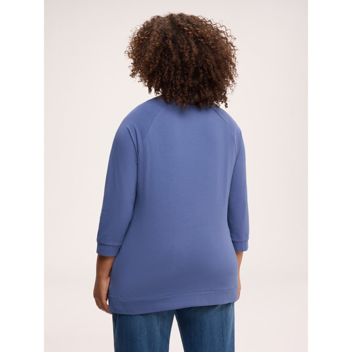 Fiorella Rubino - T-shirt in cotone con strass e borchie - Blu