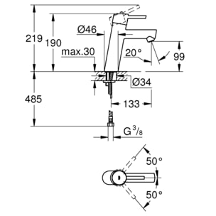 Mitigeur monocommande Lavabo Concetto, Taille M, chromé