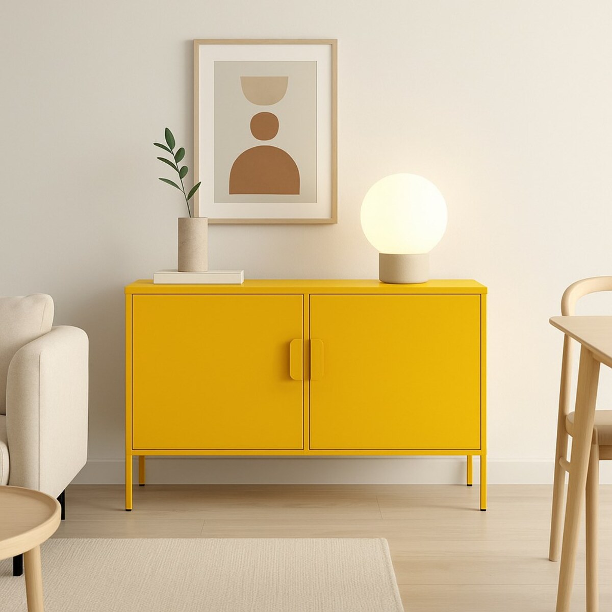Credenza in metallo 2 ante 100x40x72cm senape - Pop