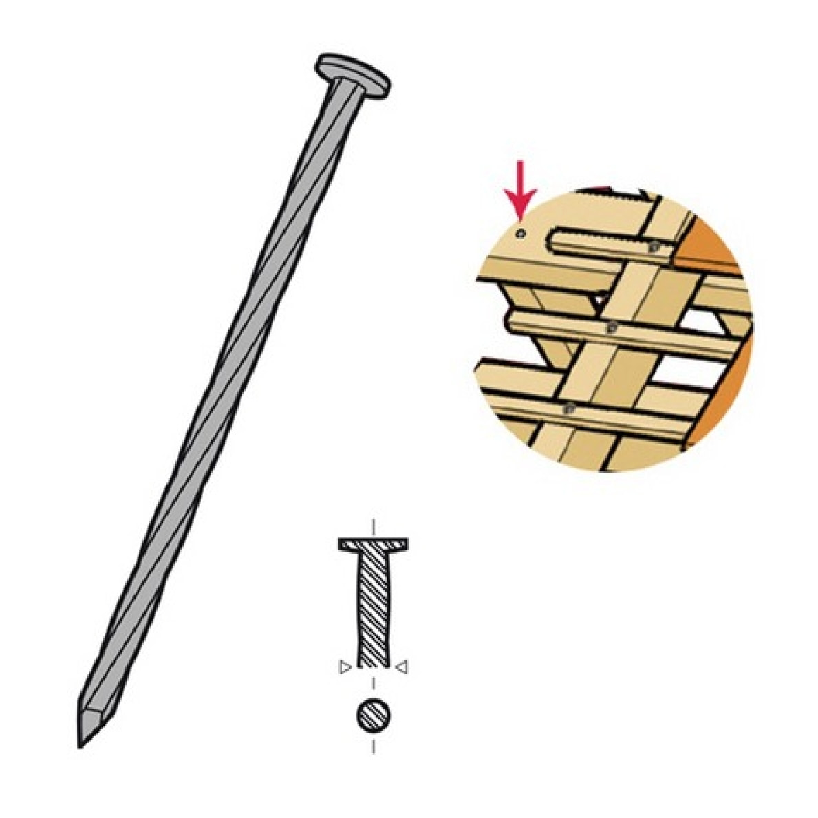 Pointe torsadée en acier clair 3.20x80 mm DIMOS - Boite 5 Kg - 780505