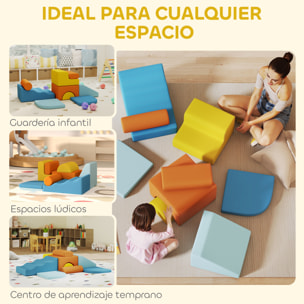 Juego de 9 Bloques de Espuma para Niños, Bloques de Psicomotricidad con Fundas de Terciopelo Lavables, Set de Escalada para Interior, para Escalar y Gatear, Multicolor