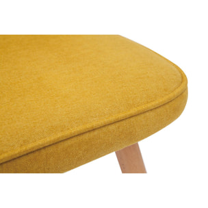 Chaises design en tissu effet velours jaune moutarde et bois clair (lot de 2) FANETTE