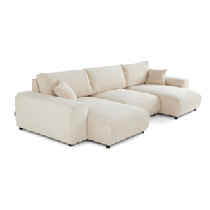 Garance - canapé panoramique en U - 7 places - en velours côtelé - Beige
