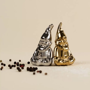 Salière et poivrière nains doré et argenté Kare Design
