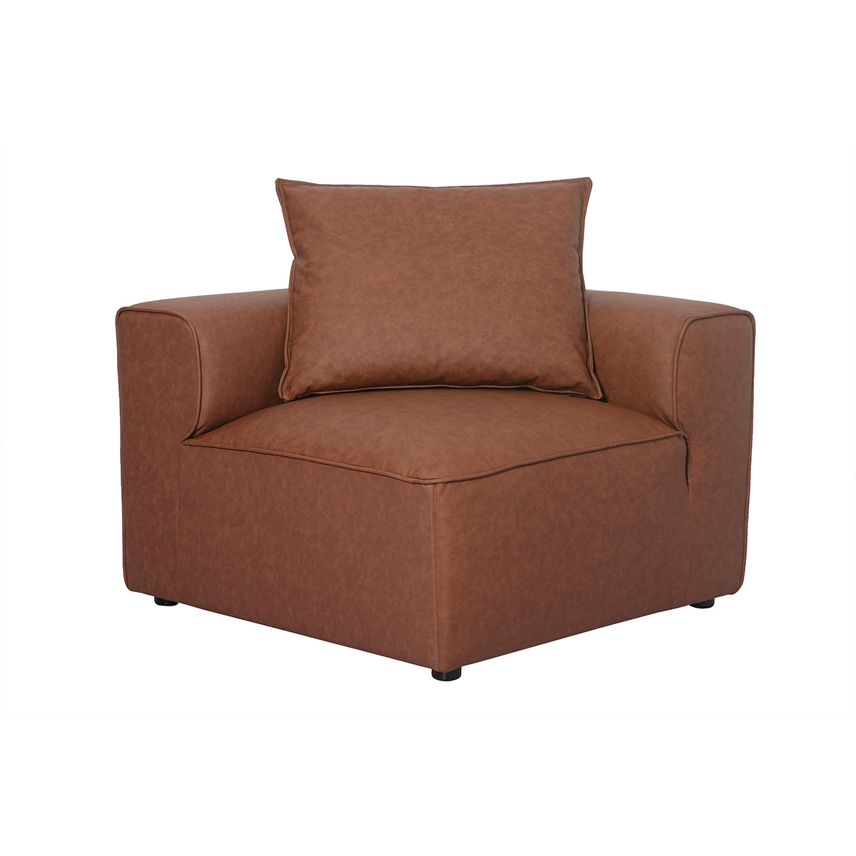 Module d'angle droit pour canapé en cuir marron FERGUS