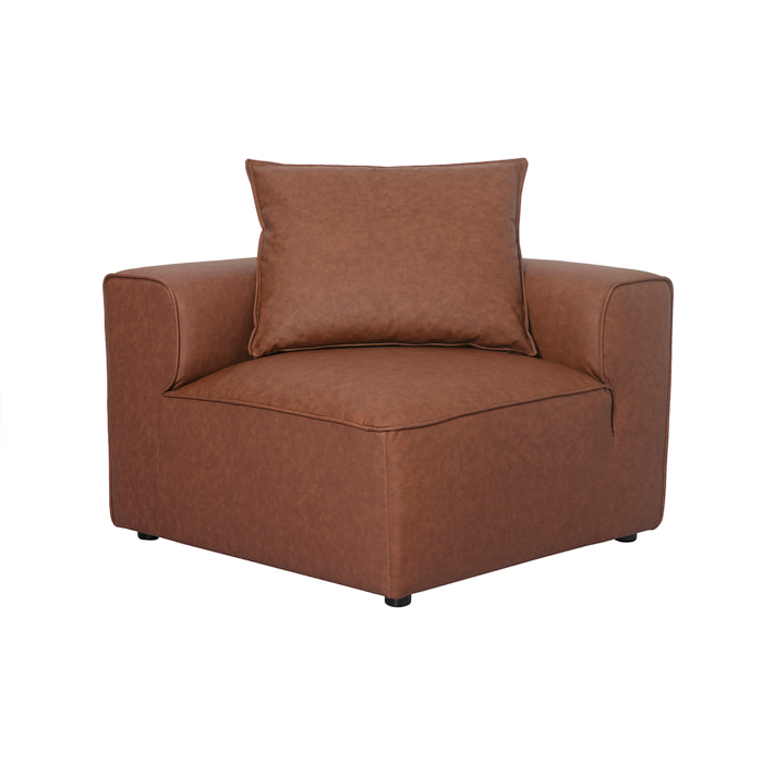 Module d'angle droit pour canapé en cuir marron FERGUS