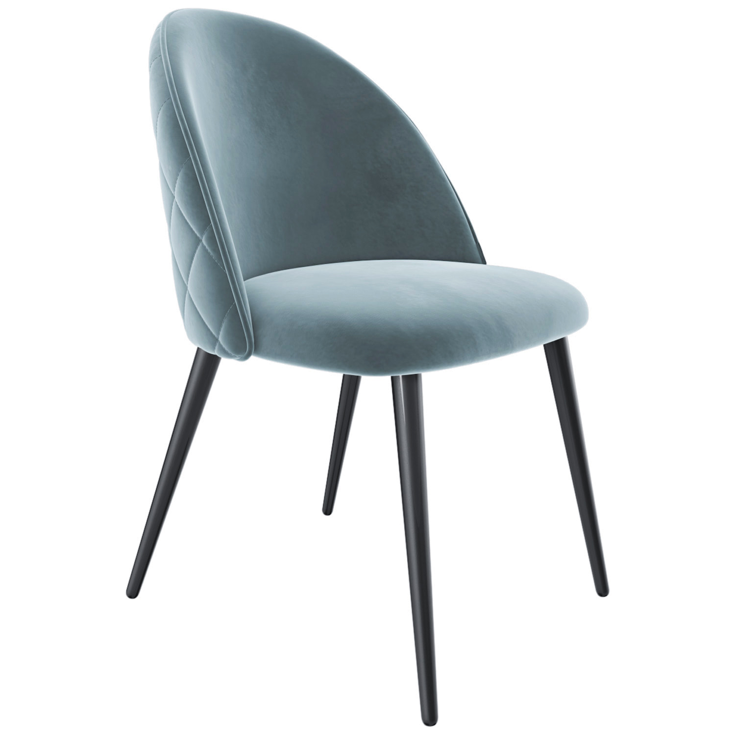 Set di 4 Sedie Imbottite Da Pranzo In Velluto Sedia Gambe In Metallo Nero Schienale Soggiorno Salotto Camera 43 x 47.5 x 80 Cm (Verde)