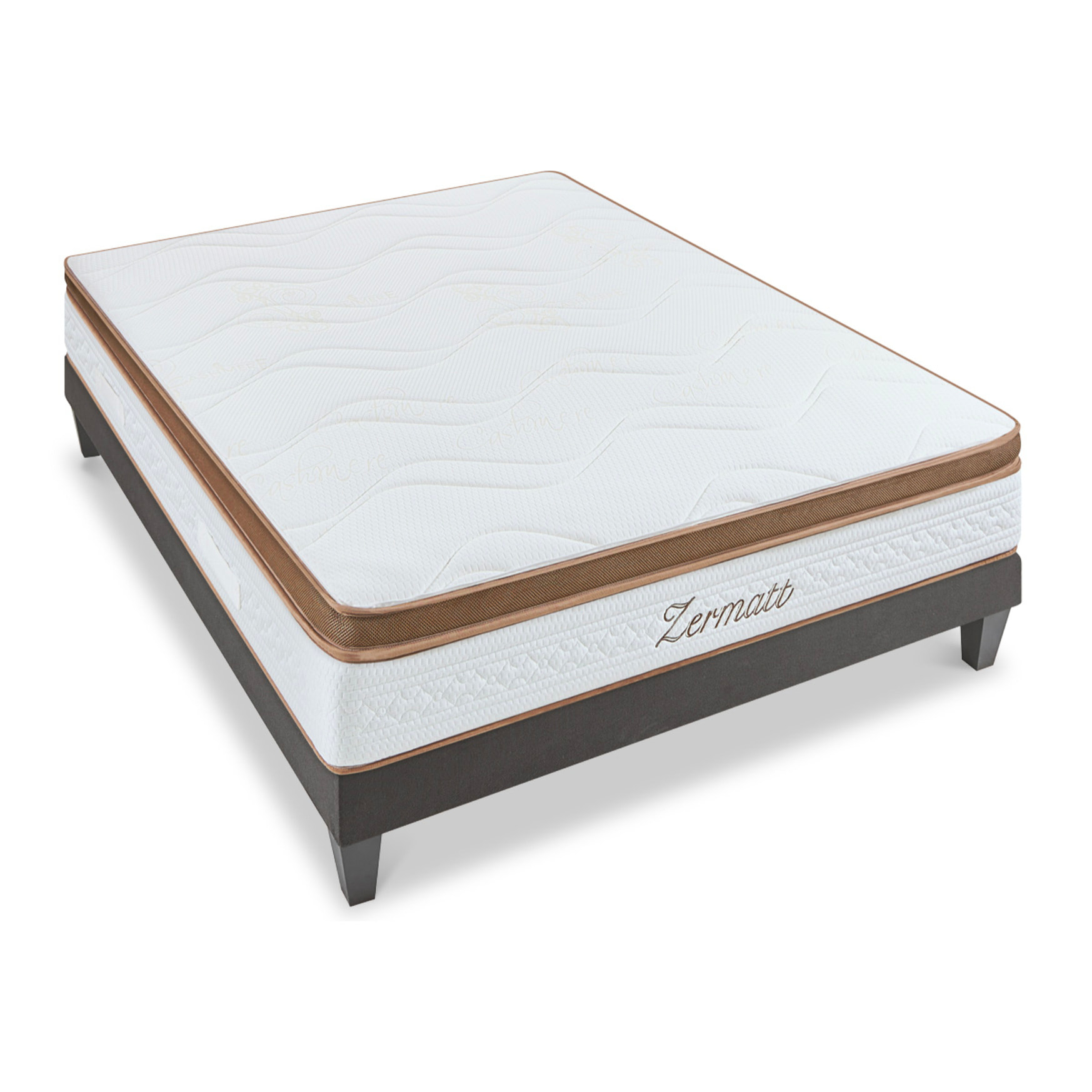 Ensemble Matelas Memoire de forme Zermatt avec sommier en bois