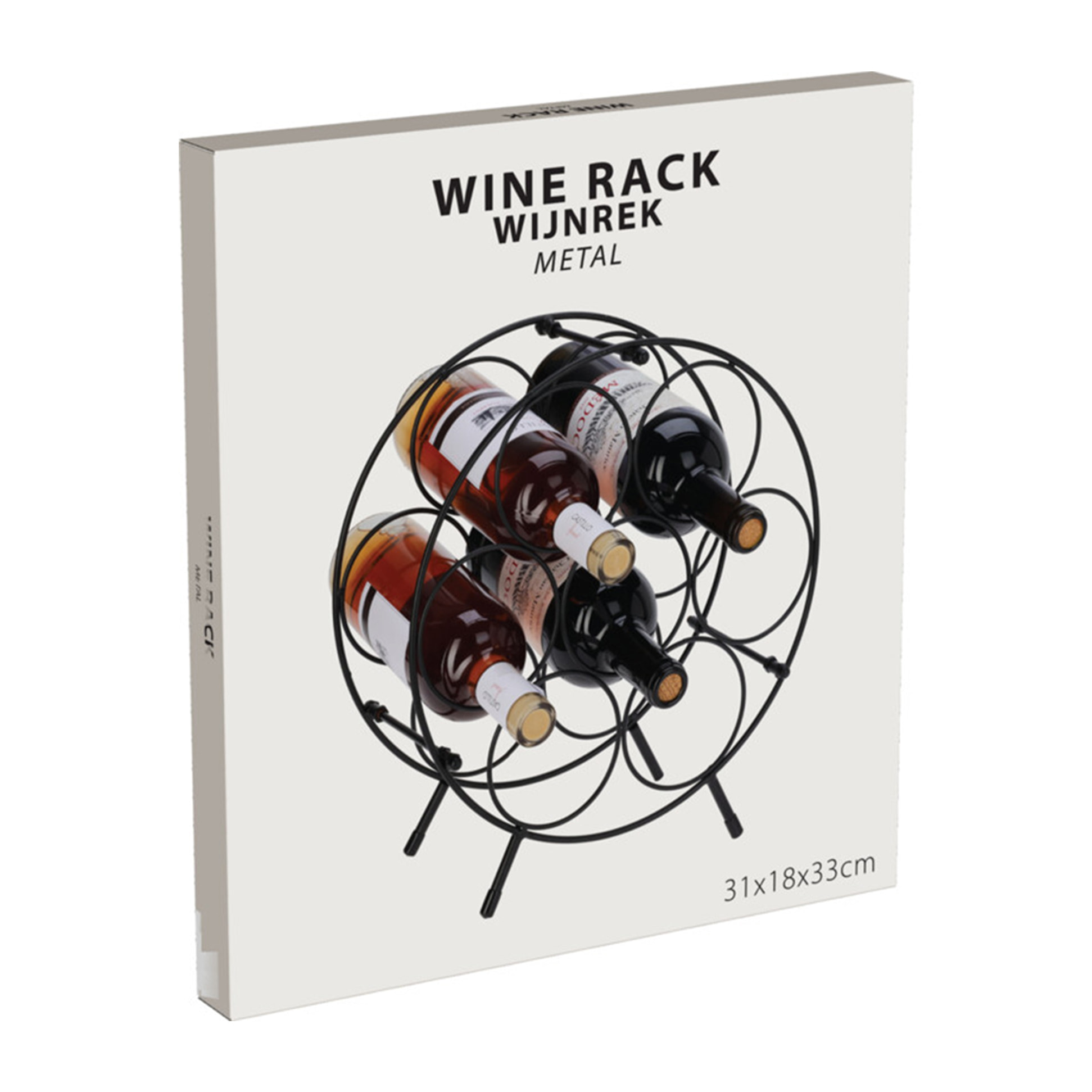 Botellero metálico redondo para 7 botellas - organizador resistente y elegante para espacios reducidos o bares