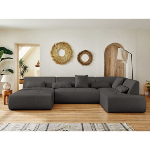 Onyx - canapé panoramique d'angle droit 7 places - en tissu - Gris foncé