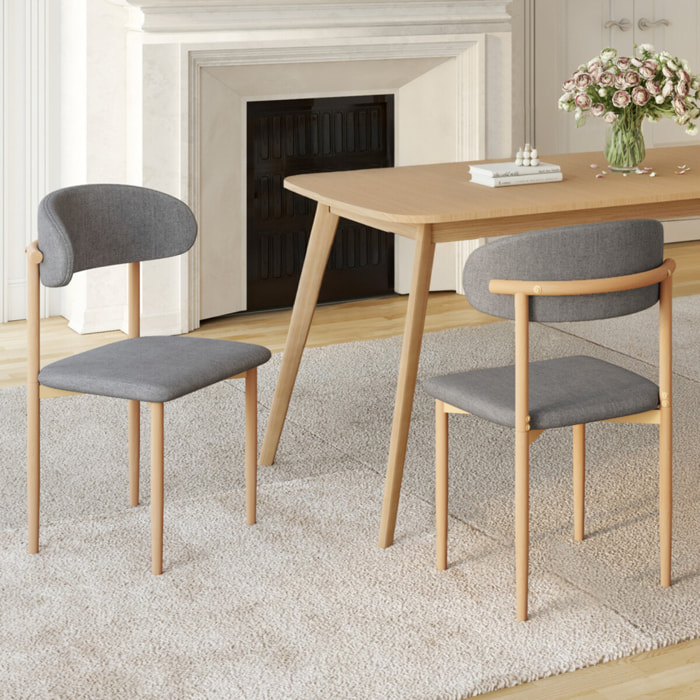 Chaises Callisto en tissu gris et pieds métal - lot de 6